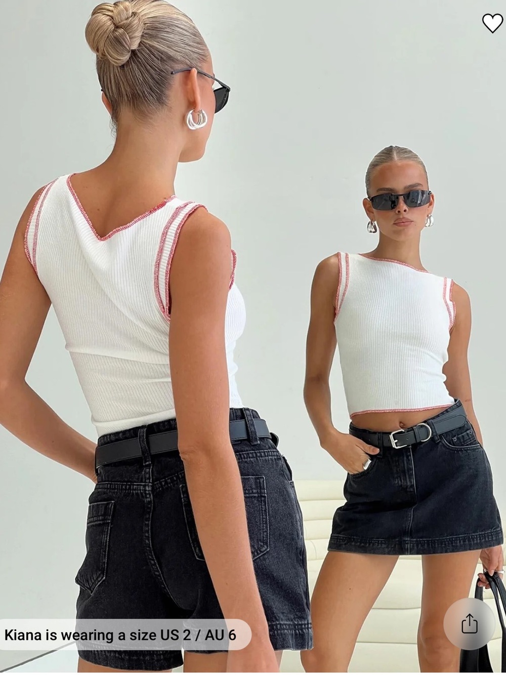 Princess Polly gazelle denim skort washed black